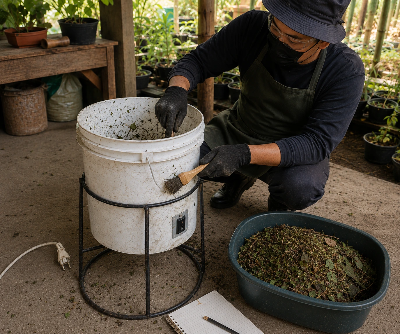 Mematikan dan merawat alat pencacah daun